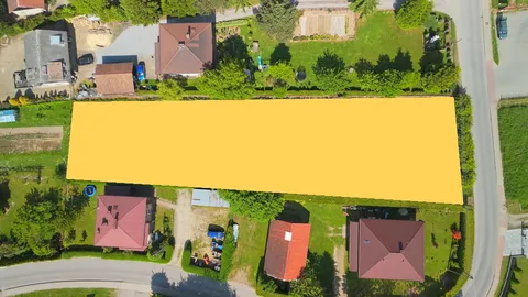 Działka w sercu Odrzykonia, Odrzykoń, ul. Jana Pawła II — Zdjęcie z orientacyjnym oznaczeniem działki