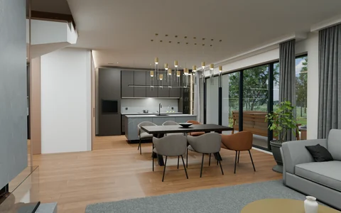 Proposed living, dining and kitchen