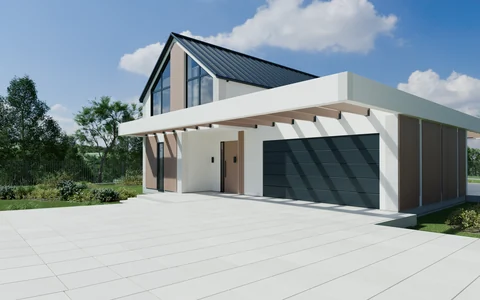 Godowa — House, terrace and garden — Concept visualisation: Front elevation, photo 3 of 8