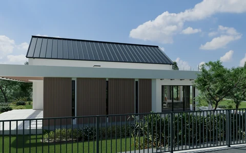 Godowa — House, terrace and garden — Concept visualisation: Garage side, photo 4 of 8