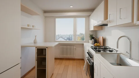 Sanok, Posada, ul. Wolna — Concept visualisations — Concept visualisation — Kitchen towards the window, photo 3 of 18