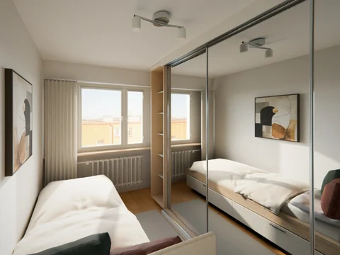 Concept visualisation: Room with built-in wardrobe